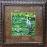 Blue Heron 11x11 Watercolor framed to 21.5x21.5